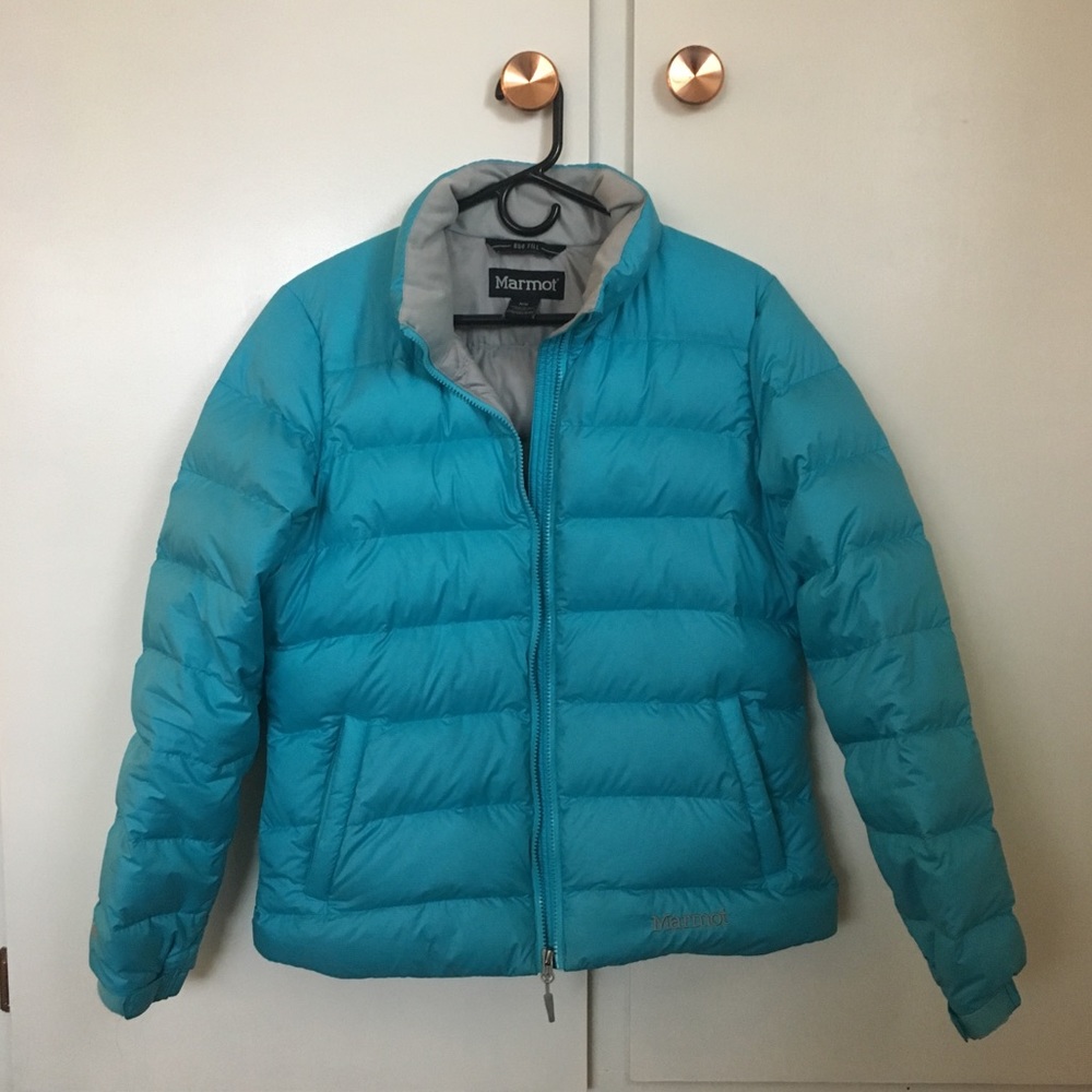 Blue Marmot down jacket